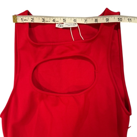 ZARA Red Mini Bodycon Dress Cut Out Sz M Party Club Flattering - Picture 12 of 15